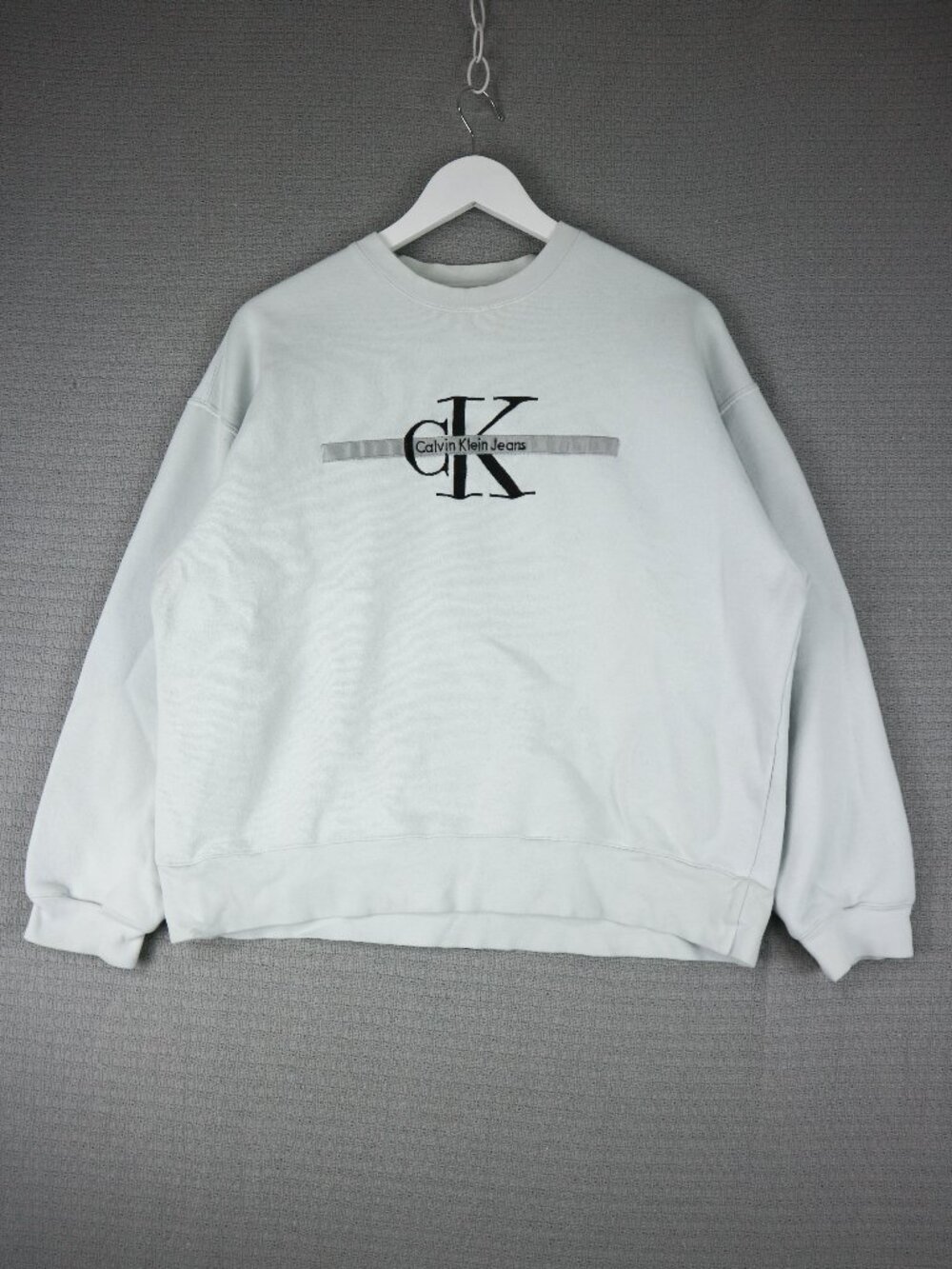 Calvin Klein Jeans Vintage 2000s Y2K Logo Light Blue Crewneck Sweater Large